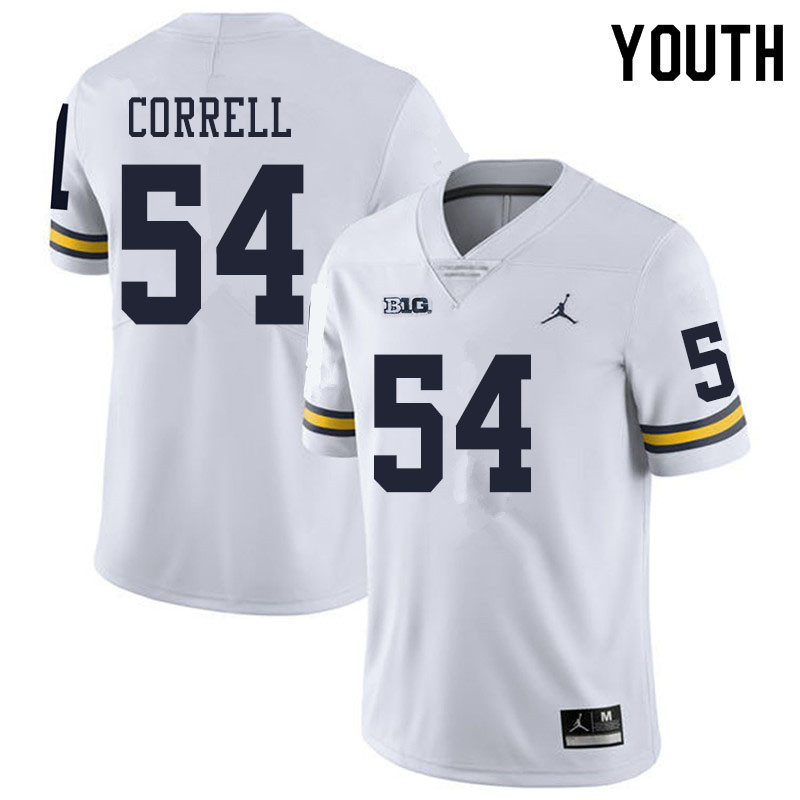 Youth #54 Kraig Correll Michigan Wolverines College Football Jerseys Sale-White